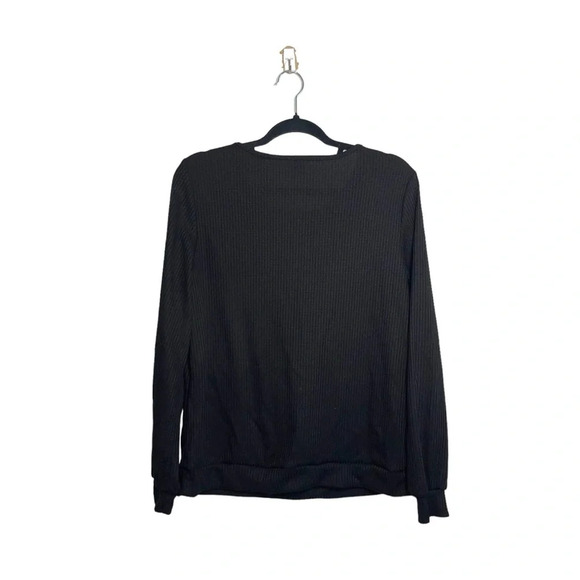 Shein Lune Black Gold Hardware Half Zip Flap Pocket Waffle Knit Top Large Women - Picture 5 of 9
